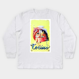 Vintage Travel Poster Italy Torino Kids Long Sleeve T-Shirt